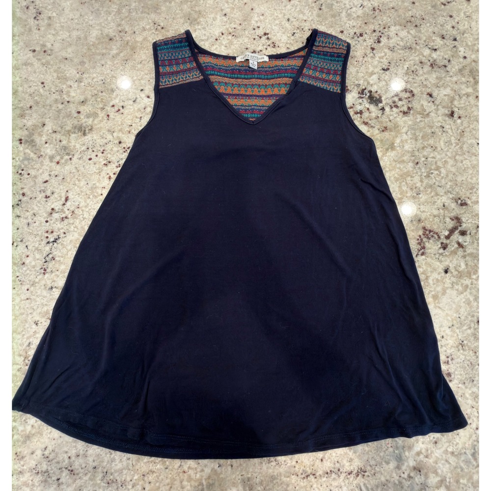Green Envelope LA Tank Top Small Boho V‎ Neck Flowy Navy
